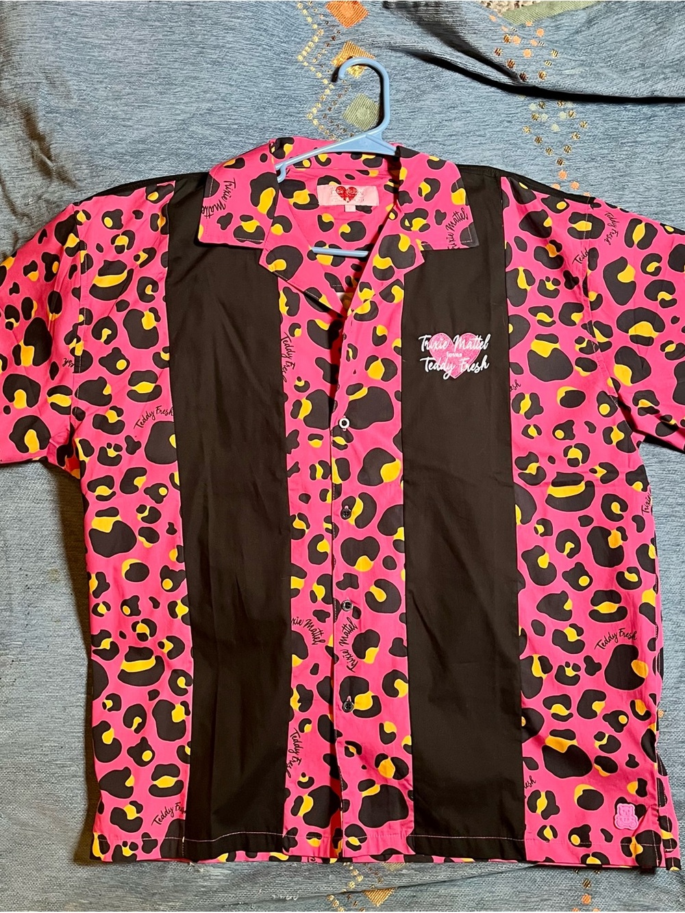 Teddy Fresh + Trixie Mattel Collab Pink & Black Leopard-Print Button Up Shirt